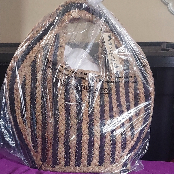 Magid Jute Tote Bag Petite/Medium (Blk/Wheat) NWT - Picture 11 of 13